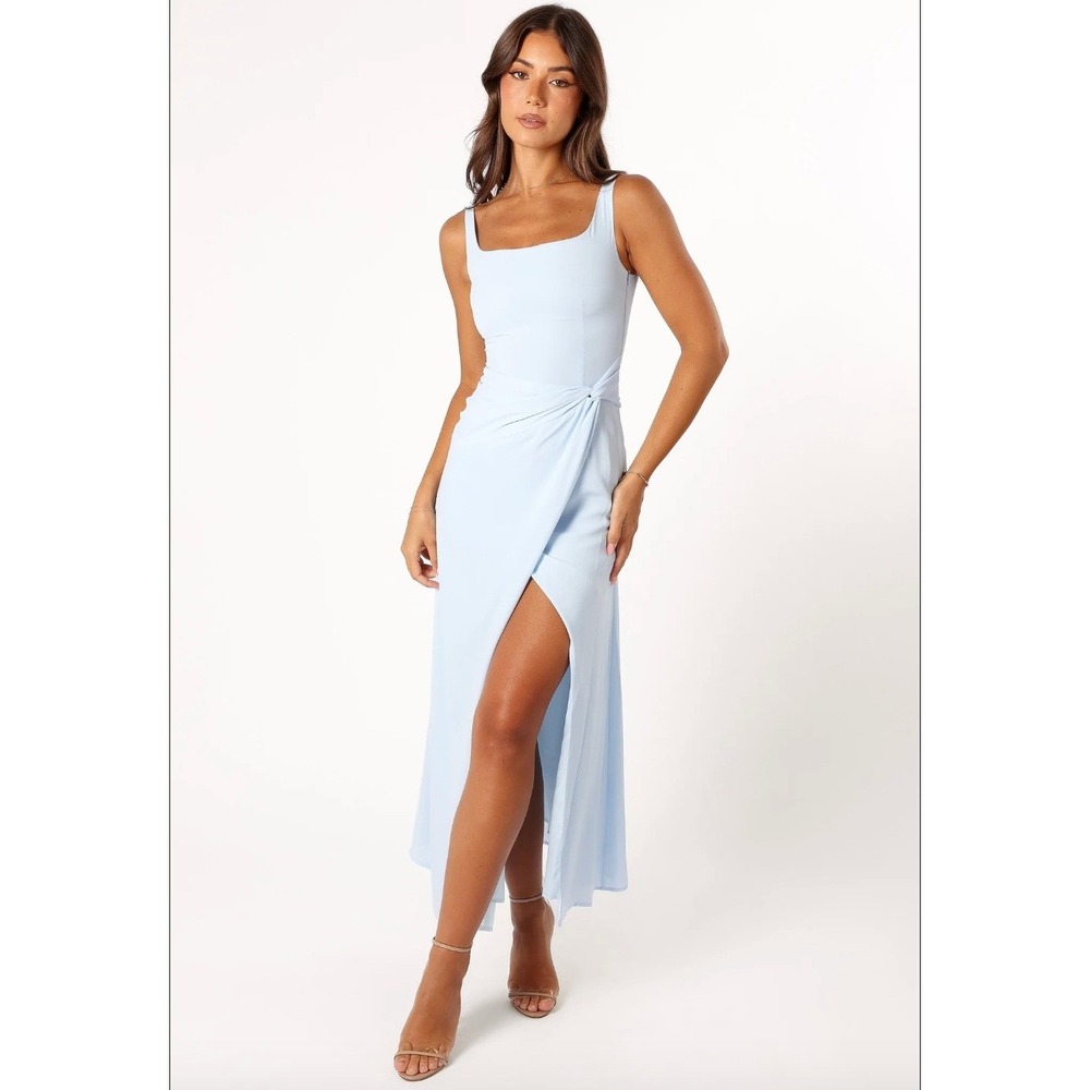 NWOT Petal + Pup Nadea Faux Wrap‎ Maxi Dress Sleeveless Light Blue Size L